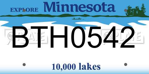 BTH0542 Minnesota License Plate