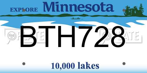 BTH728 Minnesota License Plate