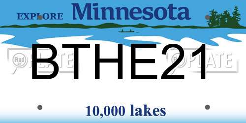 BTHE21 Minnesota License Plate