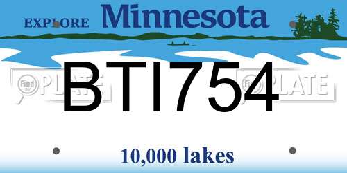 BTI754 Minnesota License Plate