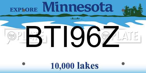 BTI96Z Minnesota License Plate