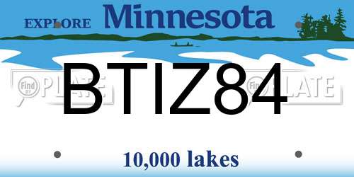 BTIZ84 Minnesota License Plate
