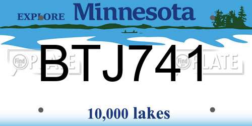 BTJ741 Minnesota License Plate