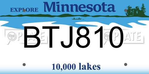 BTJ810 Minnesota License Plate