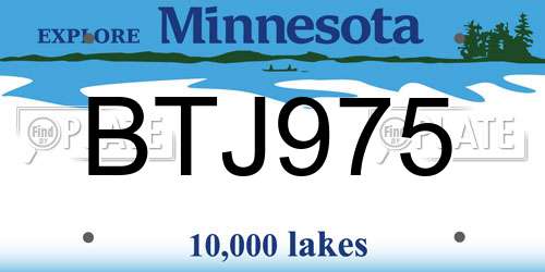 BTJ975 Minnesota License Plate