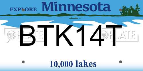 BTK14T Minnesota License Plate
