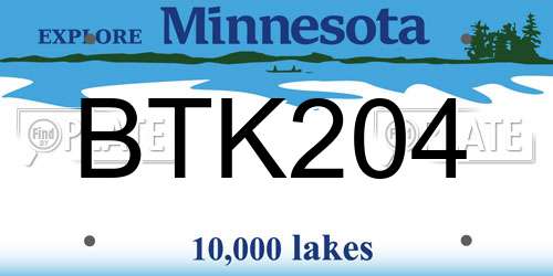 BTK204 Minnesota License Plate