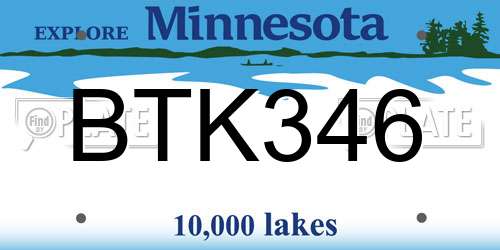 BTK346 Minnesota License Plate