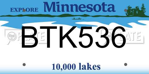 BTK536 Minnesota License Plate