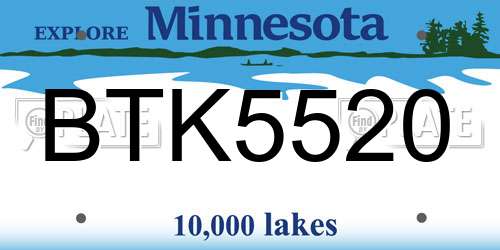 BTK5520 Minnesota License Plate