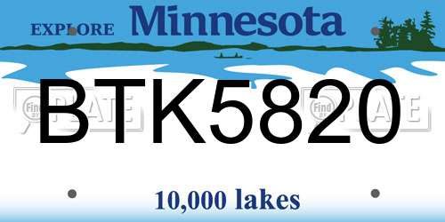 BTK5820 Minnesota License Plate