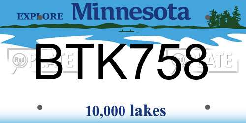 BTK758 Minnesota License Plate
