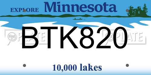 BTK820 Minnesota License Plate
