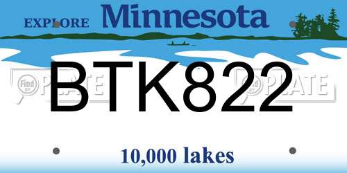 BTK822 Minnesota License Plate