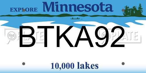 BTKA92 Minnesota License Plate