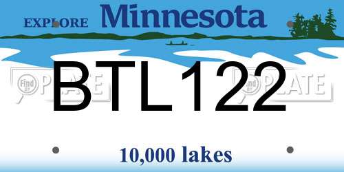 BTL122 Minnesota License Plate