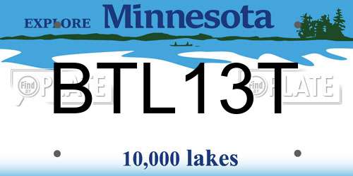 BTL13T Minnesota License Plate