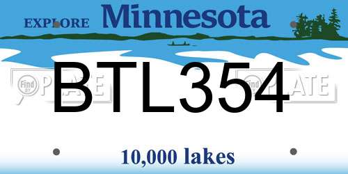 BTL354 Minnesota License Plate