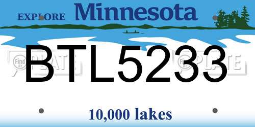 BTL5233 Minnesota License Plate