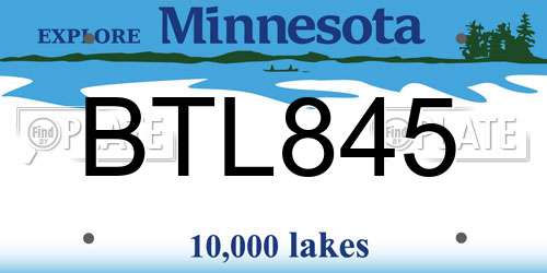 BTL845 Minnesota License Plate