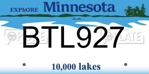 BTL927 Minnesota License Plate