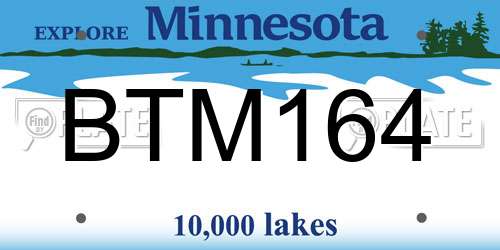BTM164 Minnesota License Plate