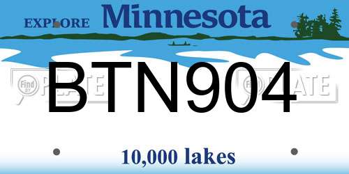 BTN904 Minnesota License Plate