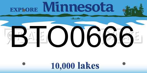 BTO0666 Minnesota License Plate