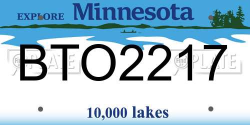 BTO2217 Minnesota License Plate