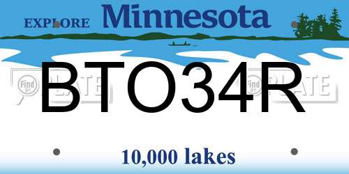 BTO34R Minnesota License Plate