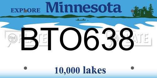 BTO638 Minnesota License Plate