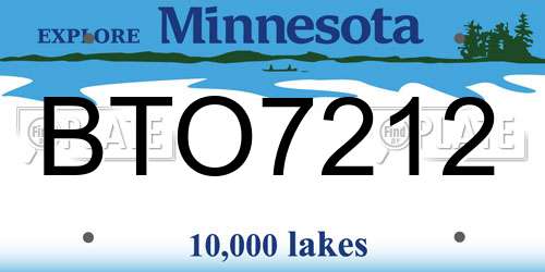 BTO7212 Minnesota License Plate