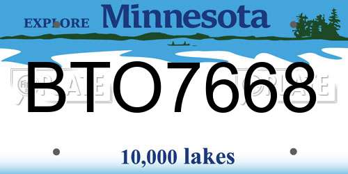 BTO7668 Minnesota License Plate