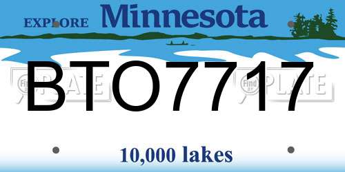 BTO7717 Minnesota License Plate
