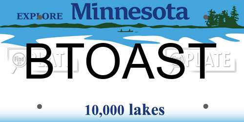 BTOAST Minnesota License Plate
