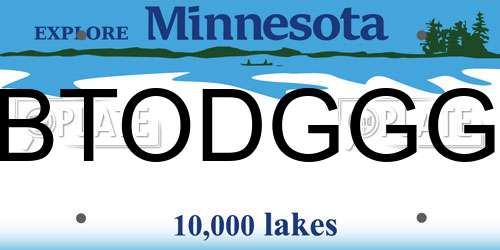 BTODGGG Minnesota License Plate