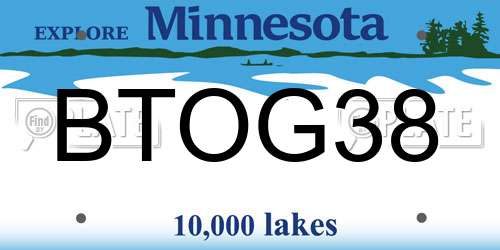 BTOG38 Minnesota License Plate