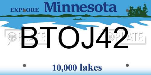BTOJ42 Minnesota License Plate