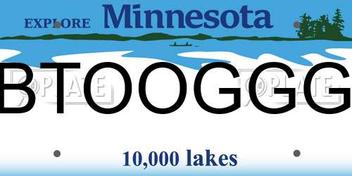 BTOOGGG Minnesota License Plate