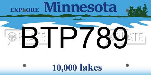 BTP789 Minnesota License Plate