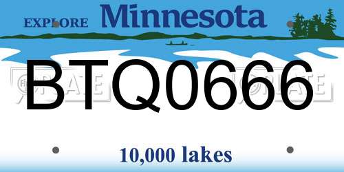 BTQ0666 Minnesota License Plate