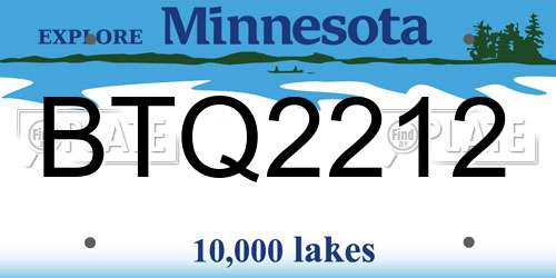 BTQ2212 Minnesota License Plate