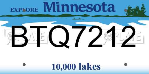 BTQ7212 Minnesota License Plate