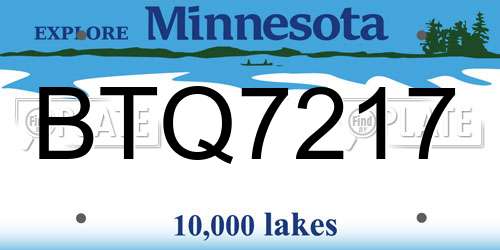 BTQ7217 Minnesota License Plate