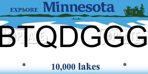 BTQDGGG Minnesota License Plate