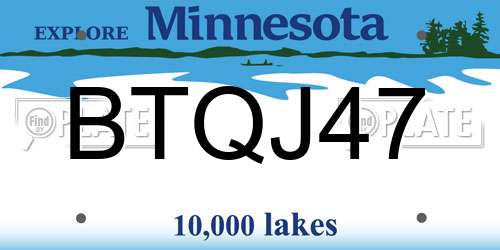 BTQJ47 Minnesota License Plate
