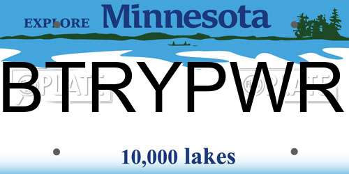 BTRYPWR Minnesota License Plate
