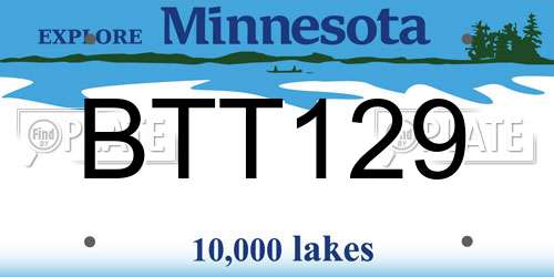BTT129 Minnesota License Plate