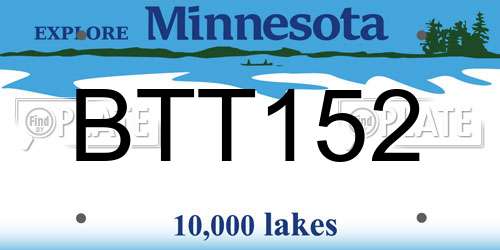 BTT152 Minnesota License Plate