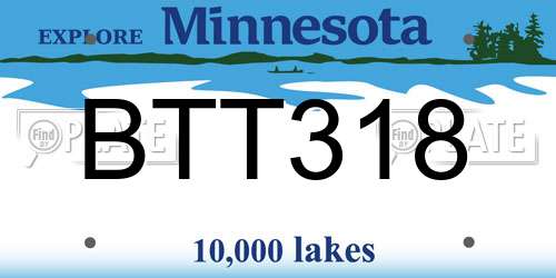 BTT318 Minnesota License Plate